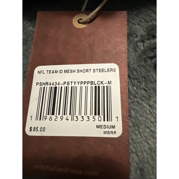 Medium Men’s Mitchell & Ness NFL Pittsburgh Steelers Mesh Shorts Black - Picture 2 of 10